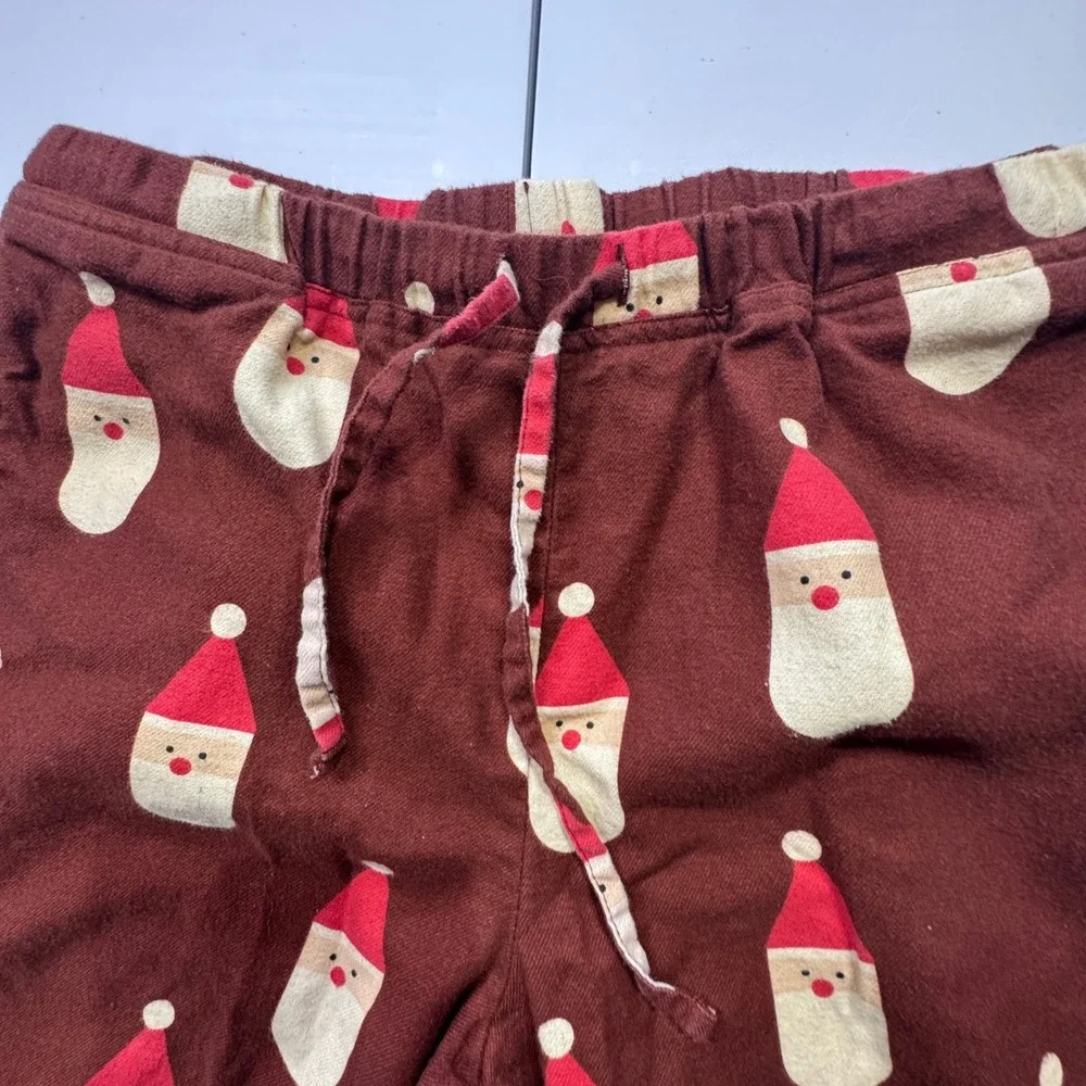 Hanna Andersson Family Match Pajama Pants Women XS Brown Santa Christmas Flannel